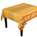 60" Square Clos des Oliviers Yellow Double Border Acrylic-Coated Cotton Tablecloth by Label France