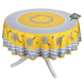 French Provencal tablecloth - Acrylic coated cotton, Spill-proof - 70" round - Lauris yellow | Tissus Toselli