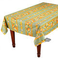 58" Square Lemons Green Acrylic-Coated Cotton Tablecloth by Tissus Toselli
