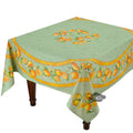 French Provencal tablecloth - Acrylic coated cotton, Spill-proof - 70" square - Lemons green | Tissus Toselli