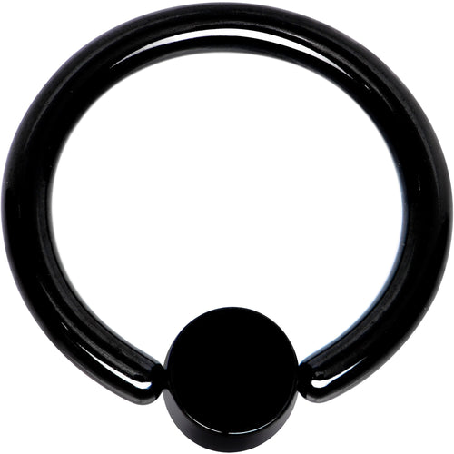 12G 1/2 Clear Gem 5mm Disc Black BCR Captive Ring