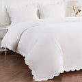 Bettwäsche-Set aus Baumwoll-Perkal mit Muschelsaum-Stickerei