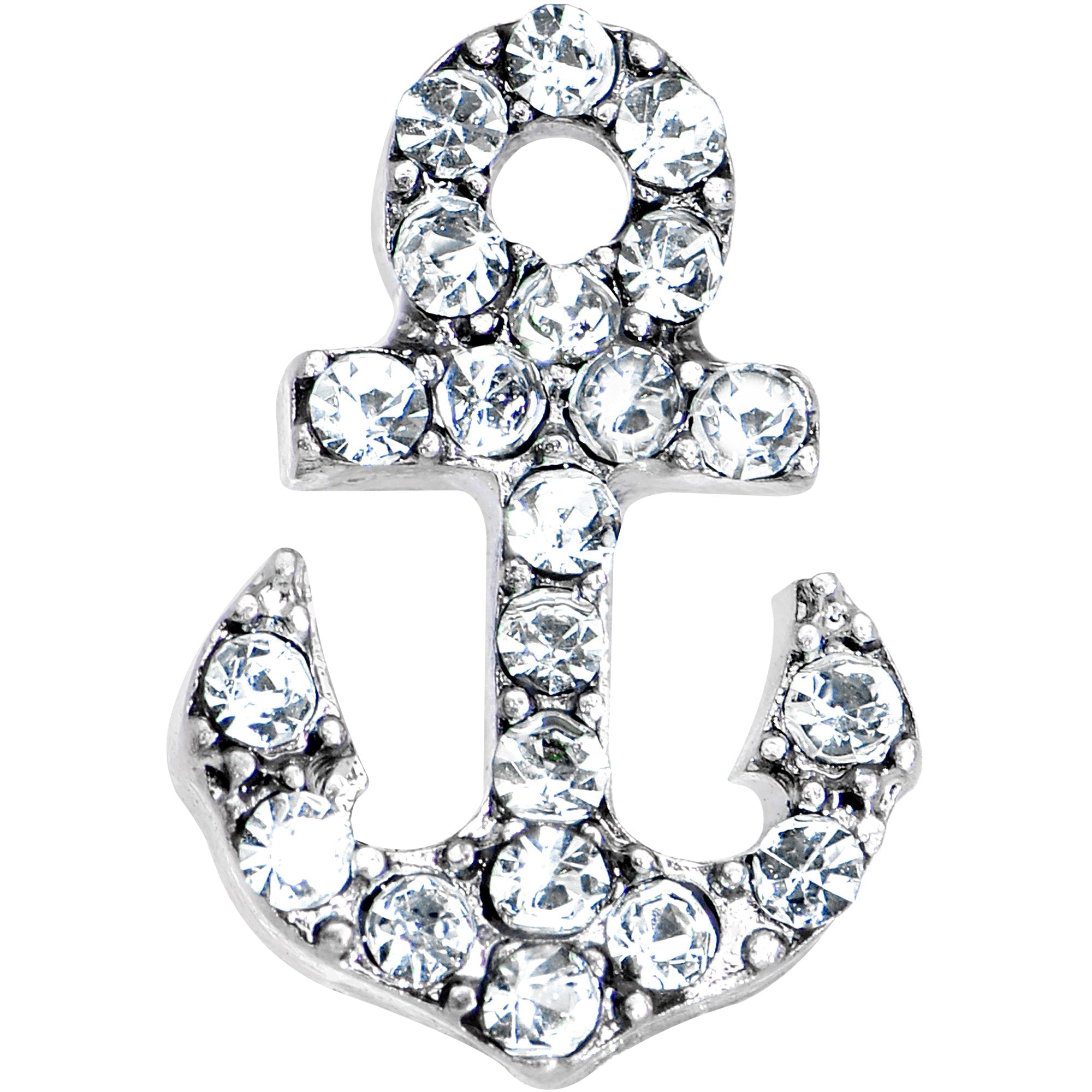 16G 1/4 Clear Gem Nautical Anchor Cartilage Tragus Earring