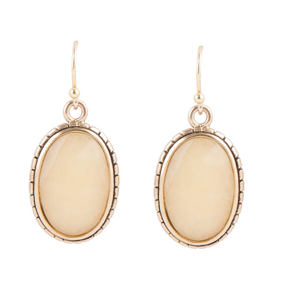 Yellow Agate Faceted Oval Earring
