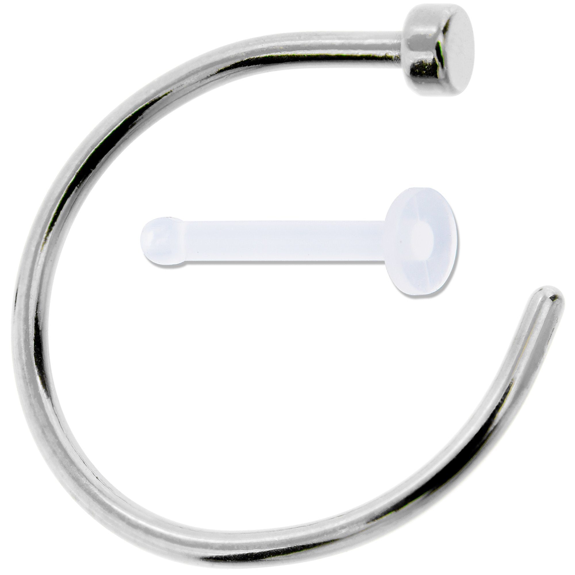20G 3/8 Pack Set of 5 Assorted Stainless Steel Nose Hoop Rings
